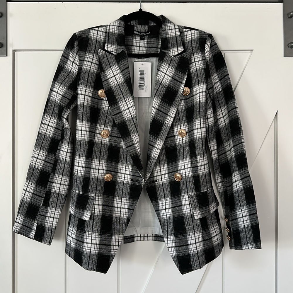 Attitude Unknown Metallic Button Solid Ponte Blazer - Picture 5 of 12